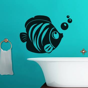 Medium Fish With Bubble Wall Decal Birds and Animal 1