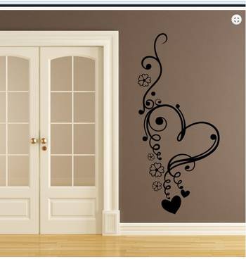 Large Flowers and Heart Wall Decal Modern Graphic 1