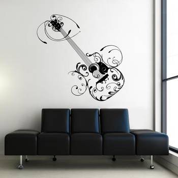 Large Arty Guitar Wall Decal Modern Graphic 1