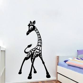 Small Giraffe wall Decal for Kids Room Birds and Animal 1