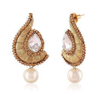 Exclusive Designer Lcd Stone Gold Finishing Dangle Earrings 2