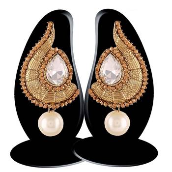 Exclusive Designer Lcd Stone Gold Finishing Dangle Earrings 3