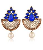 Exclusive Designer Blue Kundan Gold Finishing Dangle Earrings