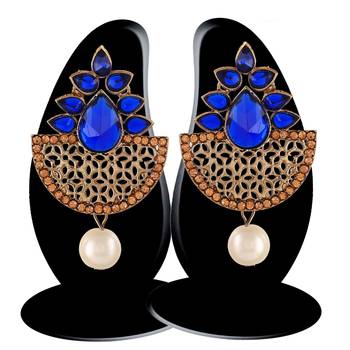 Exclusive Designer Blue Kundan Gold Finishing Dangle Earrings 3