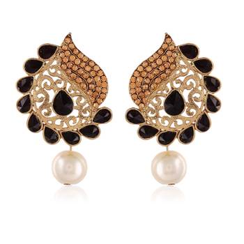 Exclusive Designer Black Kundan Gold Finishing Dangle Earrings 1
