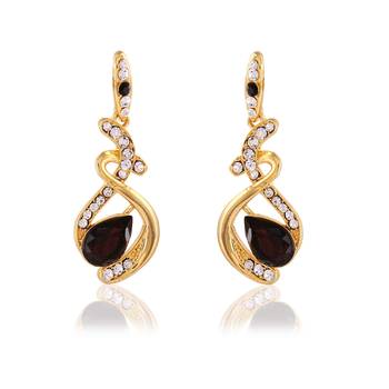 Gold Finishing Design With Austrian Stone Work Fancy Dangle Earrings 1
