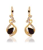Gold Finishing Design With Austrian Stone Work Fancy Dangle Earrings