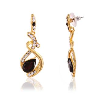 Gold Finishing Design With Austrian Stone Work Fancy Dangle Earrings 2