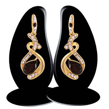 Gold Finishing Design With Austrian Stone Work Fancy Dangle Earrings 3