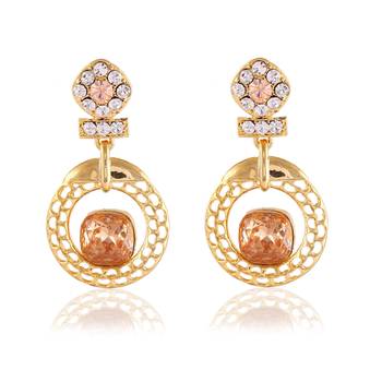 Stunning Designer Gold Finishing Dangle Earrings In Golden 1