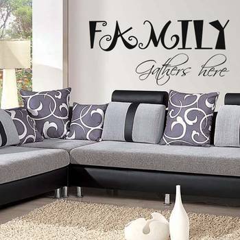 Large Family Gathers Here Wall Decal Quotes 1