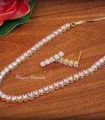 Single line cz solitaire diamond necklace set - hkns04