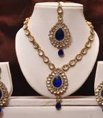Dark blue kundan necklace set
