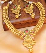 Gorgeous Gold Plated Temple  Mango Necklace With Earrings