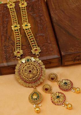 Gorgeous Gold Plated  Kempu  Necklace Set 1