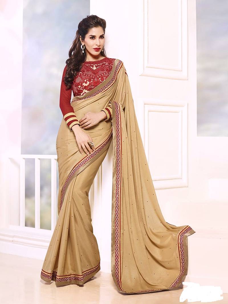 silver embroidered georgette saree with blouse