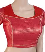 Red brocket plain readymade blouse