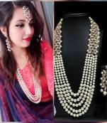 Classic pearl necklace studded with american diamonds