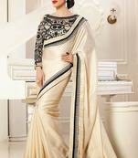 White plain satin saree with blouse