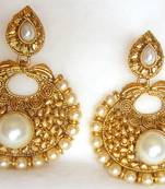 Earrings Dangler Gold Plated White Pearl