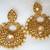 Earrings Dangler Gold Plated Brown Stone Pearl