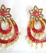 Earrings Pink Gold Plated Dangler Pearl Drops