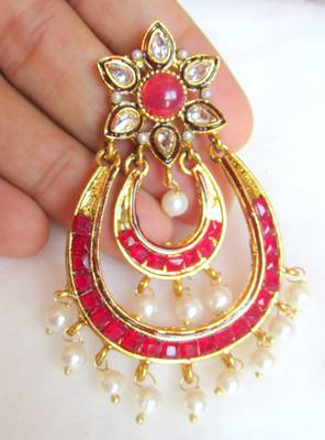 Earrings Pink Gold Plated Dangler Pearl Drops 2