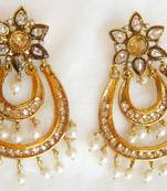 Earrings Brown Gold Plated Dangler Pearl Drops