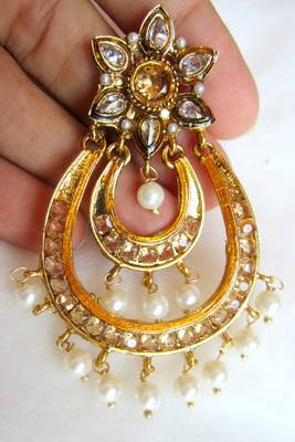 Earrings Brown Gold Plated Dangler Pearl Drops 2
