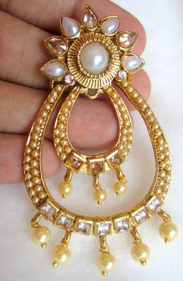 Earrings White Gold Pearl Dangler 2