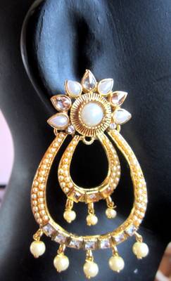 Earrings White Gold Pearl Dangler 3