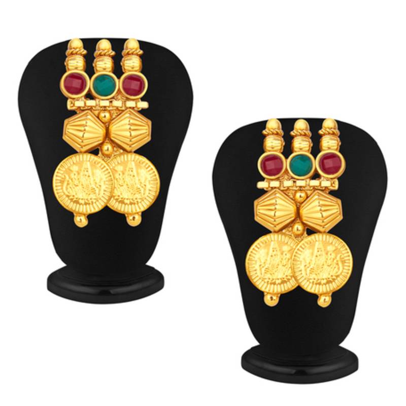 Stylish Gold Plated Temple Jewellery Coin Necklace Set For Women