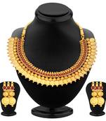Marvellous Gold Plated Temple Jewellery Coin Necklace Set For Women
