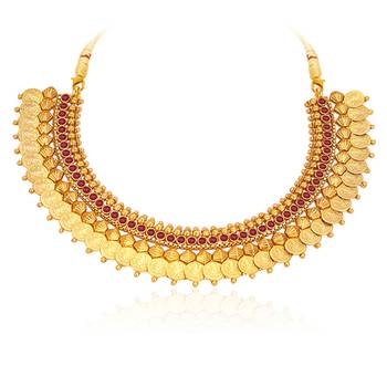 Marvellous Gold Plated Temple Jewellery Coin Necklace Set For Women 4