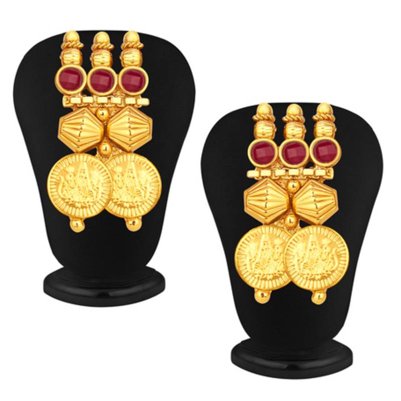 Marvellous Gold Plated Temple Jewellery Coin Necklace Set For Women