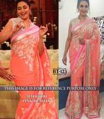 Pink embroidered Georgette saree with blouse