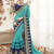 Blue and Prussian Blue woven chiffon saree with blouse