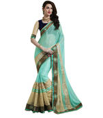 sky blue plain shimmer saree with blouse