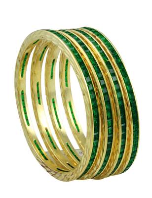 Green CZ AD American Diamond Bangles Jewellery for Women - Orniza 1