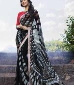 black printed georgette saree with blouse