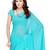 Medium Turquoise Plain Faux Chiffon Purple Saree Sari with Blouse