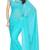Medium Turquoise Plain Faux Chiffon Purple Saree Sari with Blouse