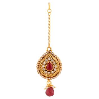 Pearl Pink polki maang tikka 1