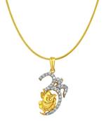 Om Ganesh Gold Plated Religious God Pendant for Men & Women