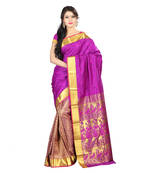 Magenta woven Art-Silk saree With Blouse