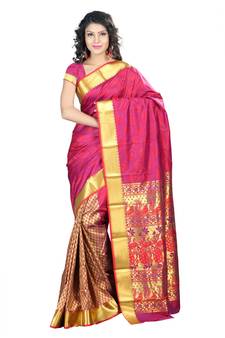 Red woven Art-Silk saree With Blouse
