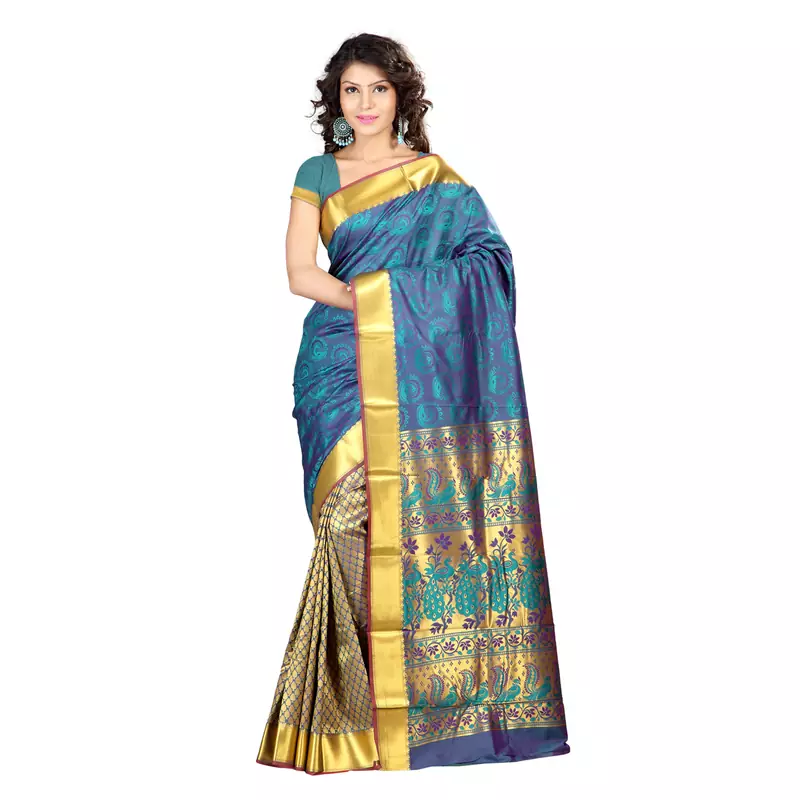 Dark_Green woven Art-Silk saree With Blouse