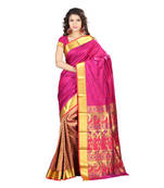 Pink woven Art-Silk saree With Blouse