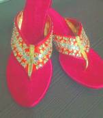 pink plain silk footwear