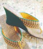 green plain jute footwear